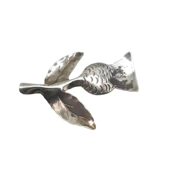 Stuart Nye Sterling Silver Texture Scottish Thistle Brooch Pin Vintage - Picture 2 of 5